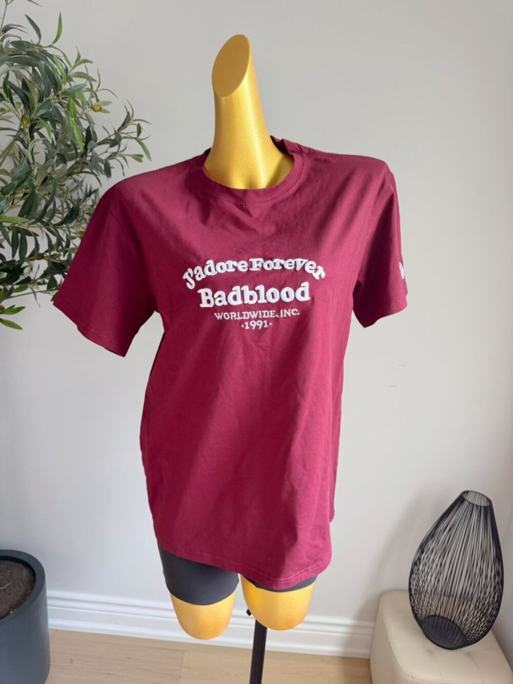 Badblood Burgundy Oversized Graphic Tee Small NWT